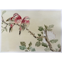 Acquerello giapponese Red Little Brids - Akai Tori
