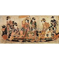 Stampa Giapponese - Utamaro, Ammirando la Fioritura dei Ciliegi