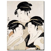 Stampa Giapponese - Utamaro, Tre belle donne dei nostri tempi